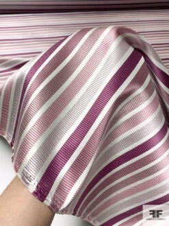 Horizontal Striped Silk Necktie Jacquard Brocade - Dusty Pinks / Off-White -Fabrics And Fabrics Store 16051 8