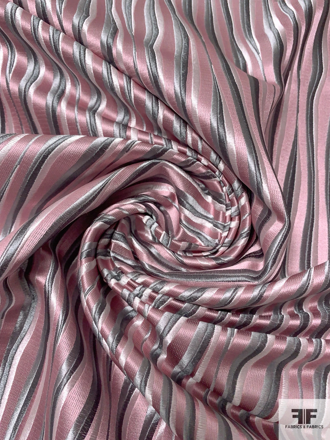Wavy Striations Silk Necktie Jacquard Brocade - Dusty Rose / Grey / White 6 Wavy Striations Silk Necktie Jacquard Brocade - Dusty Rose / Grey / White - Image 4