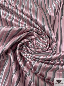 Wavy Striations Silk Necktie Jacquard Brocade - Dusty Rose / Grey / White 12 Wavy Striations Silk Necktie Jacquard Brocade - Dusty Rose / Grey / White -Fabrics And Fabrics Store 16054 2