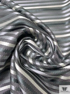 Horizontal Striped Silk Necktie Jacquard Brocade - Greys / Black / White 12 Horizontal Striped Silk Necktie Jacquard Brocade - Greys / Black / White -Fabrics And Fabrics Store 16058 2