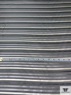 Horizontal Striped Silk Necktie Jacquard Brocade - Greys / Black / White 14 Horizontal Striped Silk Necktie Jacquard Brocade - Greys / Black / White -Fabrics And Fabrics Store 16058 5