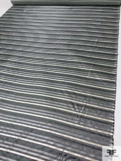 Horizontal Striped Silk Necktie Jacquard Brocade - Greys / Black / White 16 Horizontal Striped Silk Necktie Jacquard Brocade - Greys / Black / White -Fabrics And Fabrics Store 16058 7