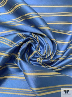 Horizontal Striped Silk Necktie Jacquard Brocade - Blue / Golden Tan 12 Horizontal Striped Silk Necktie Jacquard Brocade - Blue / Golden Tan -Fabrics And Fabrics Store 16059 2