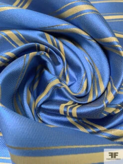 Horizontal Striped Silk Necktie Jacquard Brocade - Blue / Golden Tan 13 Horizontal Striped Silk Necktie Jacquard Brocade - Blue / Golden Tan -Fabrics And Fabrics Store 16059 3