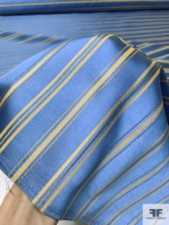 Horizontal Striped Silk Necktie Jacquard Brocade - Blue / Golden Tan 17 Horizontal Striped Silk Necktie Jacquard Brocade - Blue / Golden Tan -Fabrics And Fabrics Store 16059 8