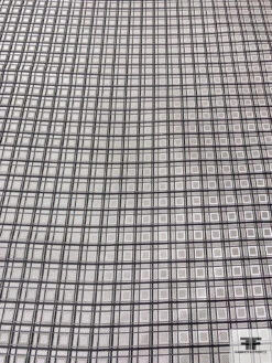 Fine Plaid Silk Necktie Jacquard Brocade - Silvery-Grey / Grey / Black