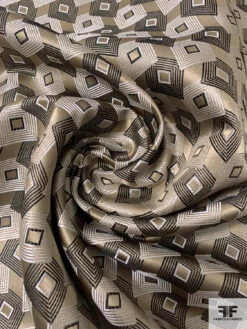 Squares On Squares Silk Necktie Jacquard Brocade - Olive-Gold / Black / White 12 Squares On Squares Silk Necktie Jacquard Brocade - Olive-Gold / Black / White -Fabrics And Fabrics Store 16068 2