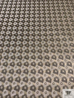 Squares On Squares Silk Necktie Jacquard Brocade - Olive-Gold / Black / White 13 Squares On Squares Silk Necktie Jacquard Brocade - Olive-Gold / Black / White -Fabrics And Fabrics Store 16068 3