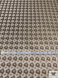 Squares On Squares Silk Necktie Jacquard Brocade - Olive-Gold / Black / White 14 Squares On Squares Silk Necktie Jacquard Brocade - Olive-Gold / Black / White -Fabrics And Fabrics Store 16068 4