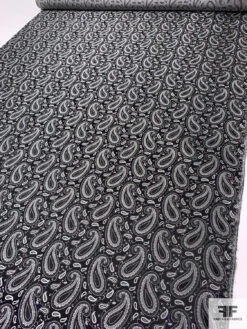 Paisley Silk Necktie Jacquard Brocade - Black / White