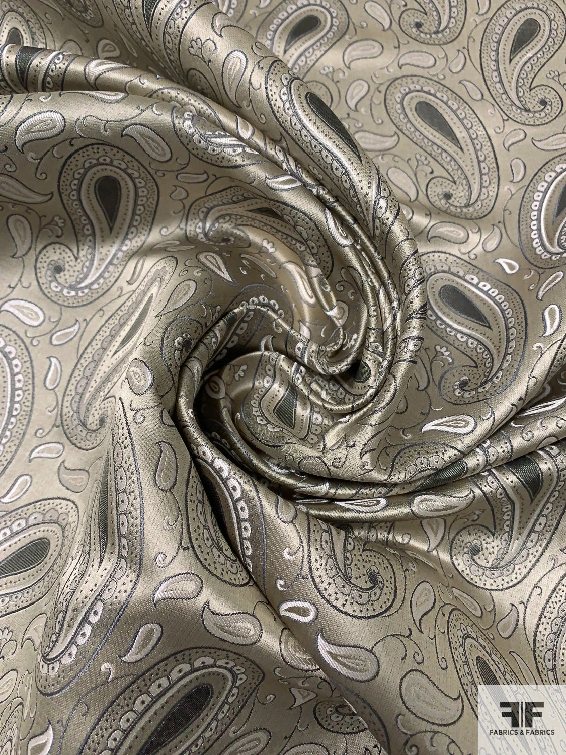 Paisley Silk Necktie Jacquard Brocade - Light Olive-Gold / Black / Grey / White 3 Paisley Silk Necktie Jacquard Brocade - Light Olive-Gold / Black / Grey / White