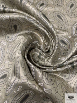 Paisley Silk Necktie Jacquard Brocade - Light Olive-Gold / Black / Grey / White 12 Paisley Silk Necktie Jacquard Brocade - Light Olive-Gold / Black / Grey / White -Fabrics And Fabrics Store 16072 2