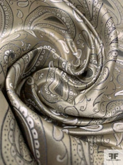 Paisley Silk Necktie Jacquard Brocade - Light Olive-Gold / Black / Grey / White 13 Paisley Silk Necktie Jacquard Brocade - Light Olive-Gold / Black / Grey / White -Fabrics And Fabrics Store 16072 3
