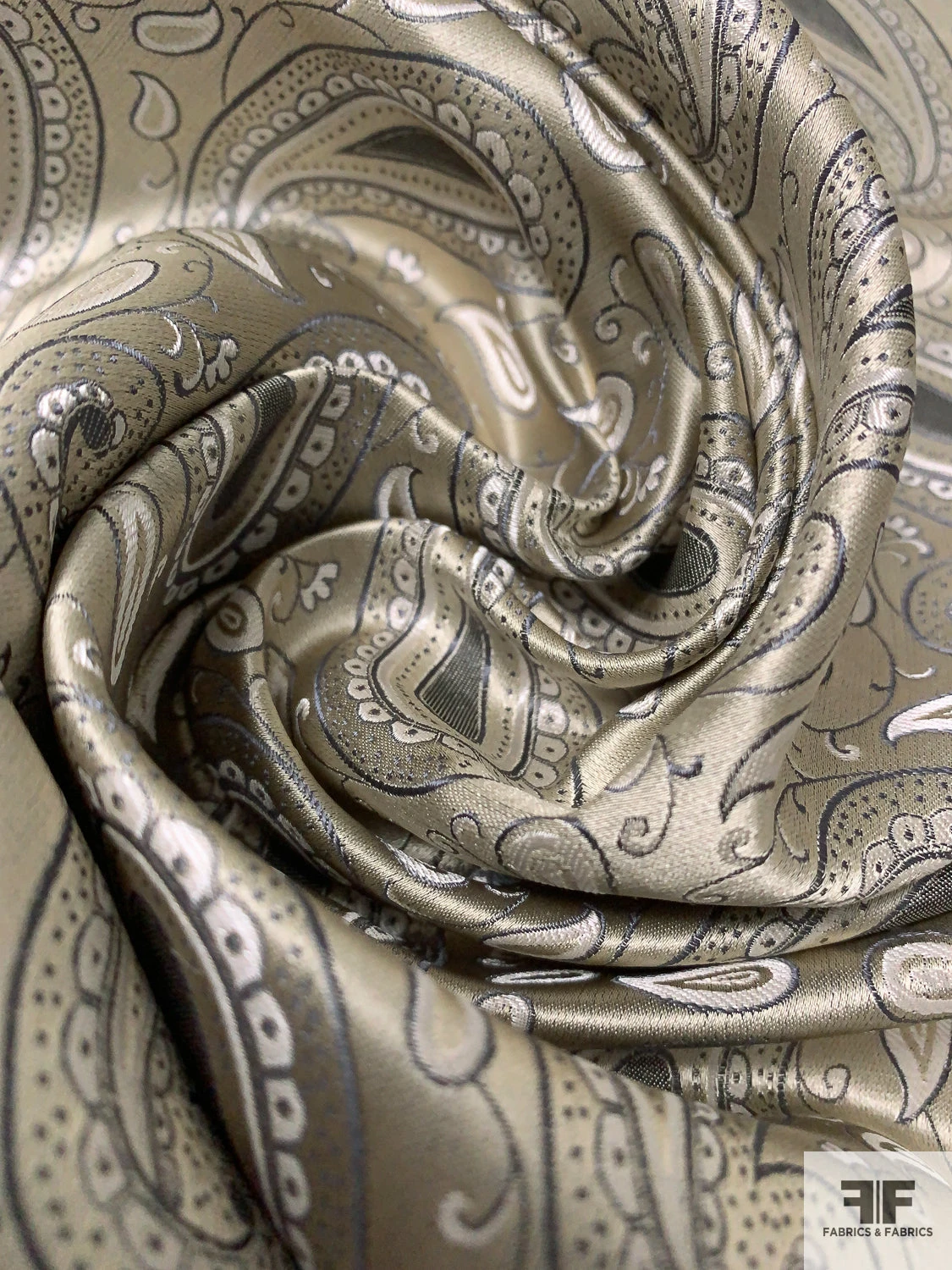 Paisley Silk Necktie Jacquard Brocade - Light Olive-Gold / Black / Grey / White 6 Paisley Silk Necktie Jacquard Brocade - Light Olive-Gold / Black / Grey / White - Image 4