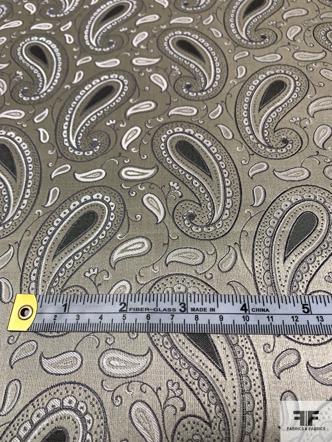 Paisley Silk Necktie Jacquard Brocade - Light Olive-Gold / Black / Grey / White 8 Paisley Silk Necktie Jacquard Brocade - Light Olive-Gold / Black / Grey / White - Image 6