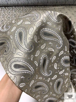 Paisley Silk Necktie Jacquard Brocade - Light Olive-Gold / Black / Grey / White 17 Paisley Silk Necktie Jacquard Brocade - Light Olive-Gold / Black / Grey / White -Fabrics And Fabrics Store 16072 8