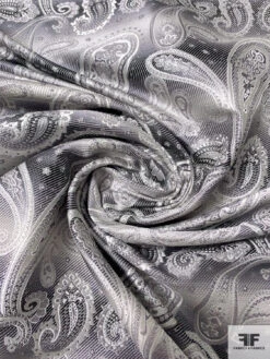 Paisley Silk Necktie Jacquard Brocade - Grey / Black / White 13 Paisley Silk Necktie Jacquard Brocade - Grey / Black / White -Fabrics And Fabrics Store 16074 1
