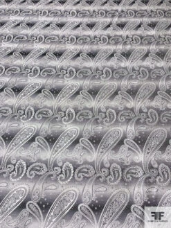Paisley Silk Necktie Jacquard Brocade - Grey / Black / White