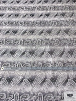 Paisley Silk Necktie Jacquard Brocade - Grey / Black / White 15 Paisley Silk Necktie Jacquard Brocade - Grey / Black / White -Fabrics And Fabrics Store 16074 5