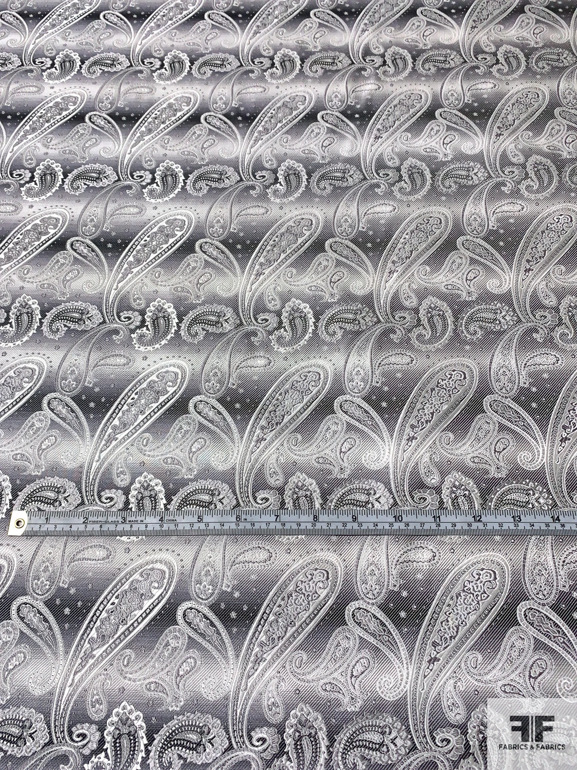 Paisley Silk Necktie Jacquard Brocade - Grey / Black / White 8 Paisley Silk Necktie Jacquard Brocade - Grey / Black / White - Image 6