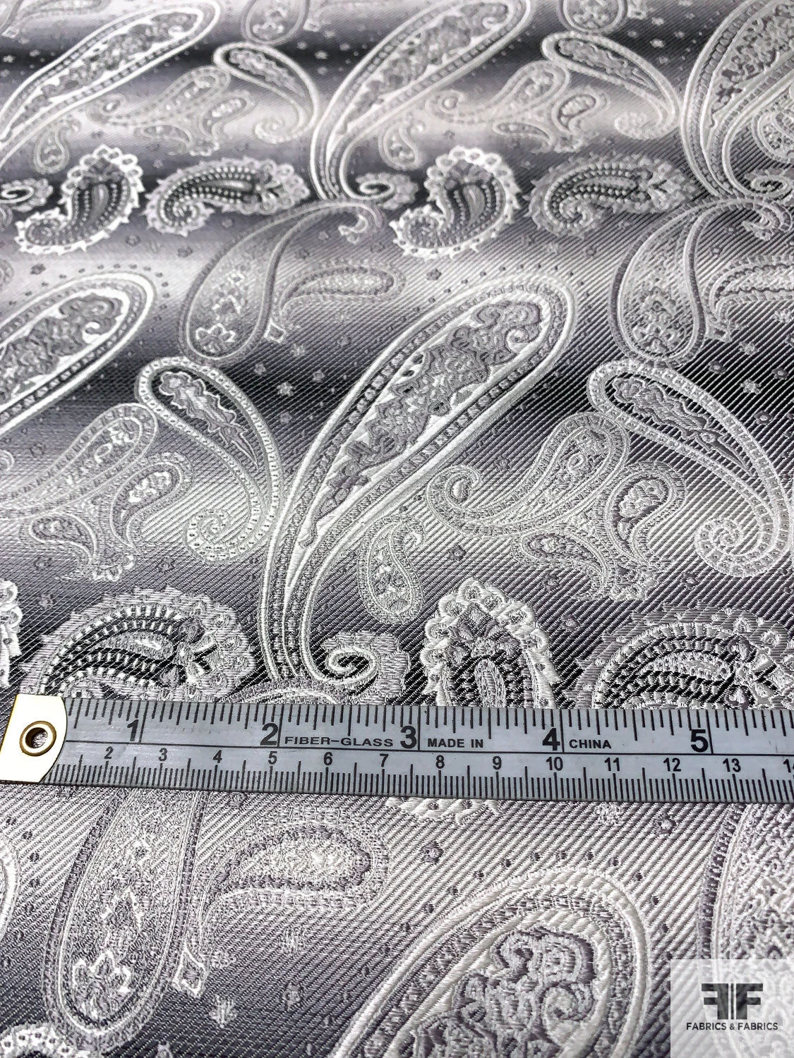 Paisley Silk Necktie Jacquard Brocade - Grey / Black / White 9 Paisley Silk Necktie Jacquard Brocade - Grey / Black / White - Image 7