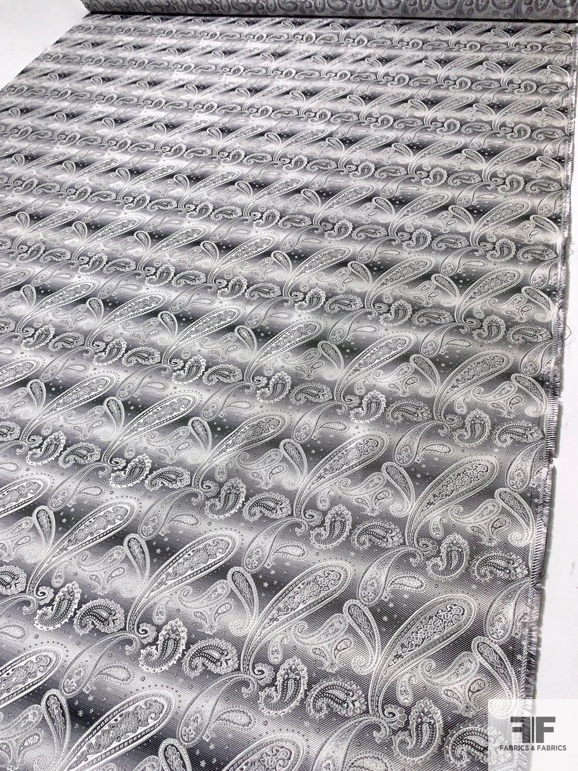 Paisley Silk Necktie Jacquard Brocade - Grey / Black / White 4 Paisley Silk Necktie Jacquard Brocade - Grey / Black / White - Image 2