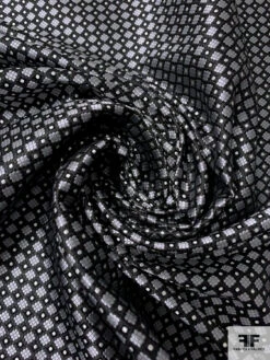 Micro-Dot Geometric Silk Necktie Jacquard Brocade - Grey / Black / White 12 Micro-Dot Geometric Silk Necktie Jacquard Brocade - Grey / Black / White -Fabrics And Fabrics Store 16077 2