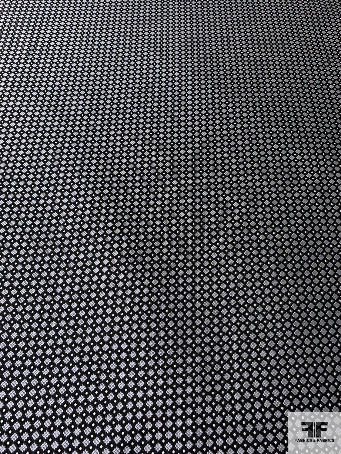 Micro-Dot Geometric Silk Necktie Jacquard Brocade - Grey / Black / White 6 Micro-Dot Geometric Silk Necktie Jacquard Brocade - Grey / Black / White - Image 4