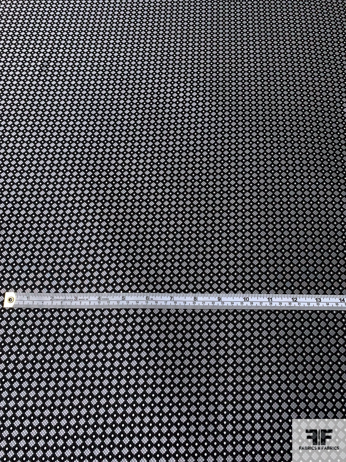 Micro-Dot Geometric Silk Necktie Jacquard Brocade - Grey / Black / White 7 Micro-Dot Geometric Silk Necktie Jacquard Brocade - Grey / Black / White - Image 5