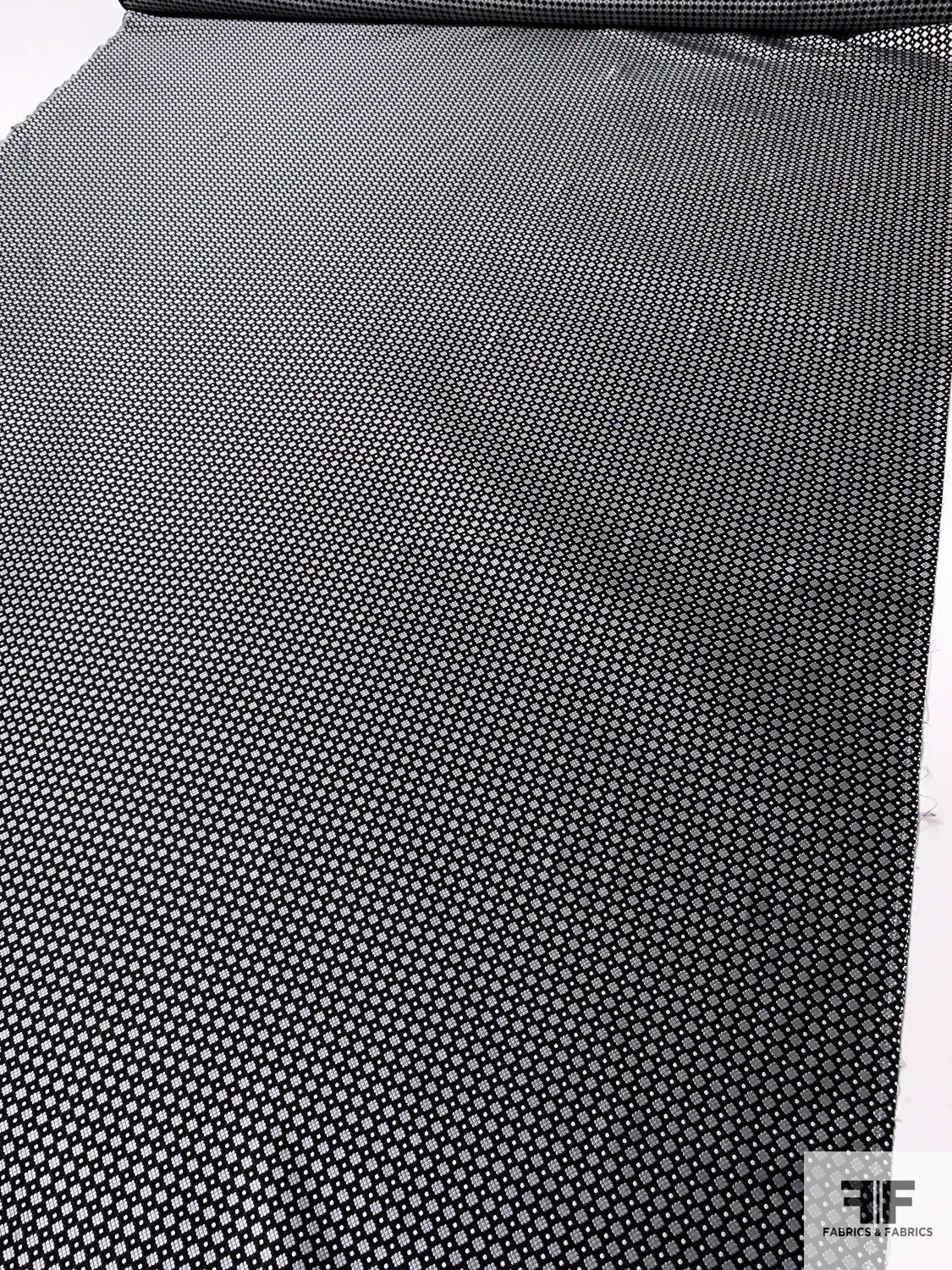 Micro-Dot Geometric Silk Necktie Jacquard Brocade - Grey / Black / White 8 Micro-Dot Geometric Silk Necktie Jacquard Brocade - Grey / Black / White - Image 6