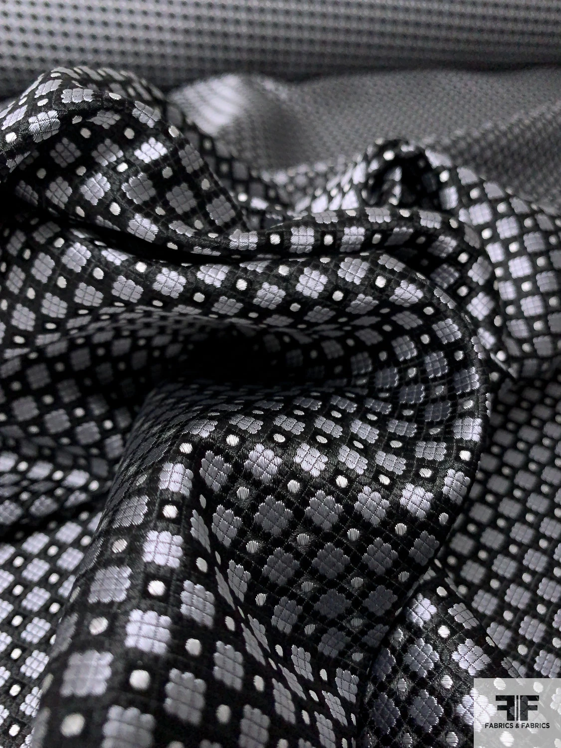 Micro-Dot Geometric Silk Necktie Jacquard Brocade - Grey / Black / White 10 Micro-Dot Geometric Silk Necktie Jacquard Brocade - Grey / Black / White - Image 8