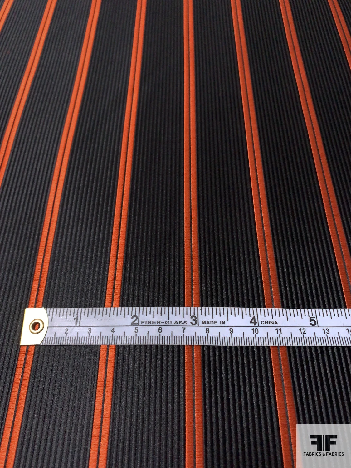 Vertical Striped Silk Necktie Jacquard Brocade - Orange / Black 8 Vertical Striped Silk Necktie Jacquard Brocade - Orange / Black - Image 6