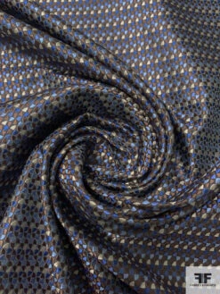 Micro Pattern Silk Necktie Jacquard Brocade - Blue / Brown / Beige