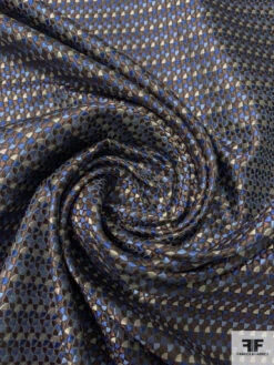 Micro Pattern Silk Necktie Jacquard Brocade - Blue / Brown / Beige -Fabrics And Fabrics Store 16084 2