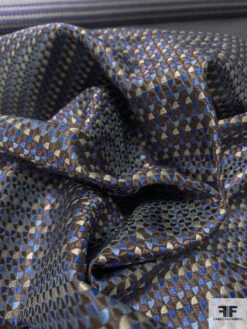 Micro Pattern Silk Necktie Jacquard Brocade - Blue / Brown / Beige -Fabrics And Fabrics Store 16084 8