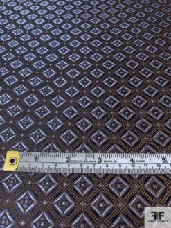 Geometric Silk Necktie Jacquard Brocade - Brown / Navy / Sky Blue 15 Geometric Silk Necktie Jacquard Brocade - Brown / Navy / Sky Blue -Fabrics And Fabrics Store 16088 5
