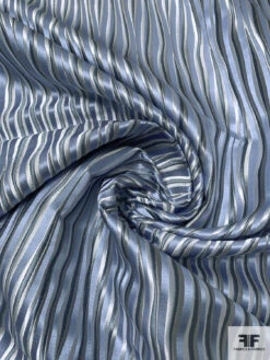 Wavy Striations Silk Necktie Jacquard Brocade - Dusty Blue / White / Grey 12 Wavy Striations Silk Necktie Jacquard Brocade - Dusty Blue / White / Grey -Fabrics And Fabrics Store 16091 2