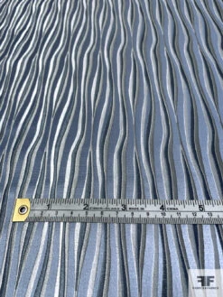 Wavy Striations Silk Necktie Jacquard Brocade - Dusty Blue / White / Grey 15 Wavy Striations Silk Necktie Jacquard Brocade - Dusty Blue / White / Grey -Fabrics And Fabrics Store 16091 5