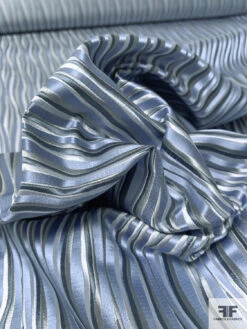 Wavy Striations Silk Necktie Jacquard Brocade - Dusty Blue / White / Grey 17 Wavy Striations Silk Necktie Jacquard Brocade - Dusty Blue / White / Grey -Fabrics And Fabrics Store 16091 8