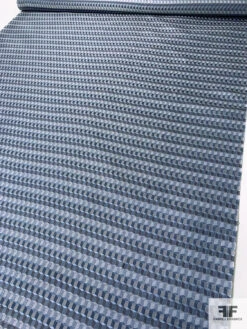 Cube Mosaic Silk Necktie Jacquard Brocade - Dusty Blues / Black / White / Grey 15 Cube Mosaic Silk Necktie Jacquard Brocade - Dusty Blues / Black / White / Grey -Fabrics And Fabrics Store 16094 6