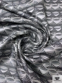 Tentacle Web Silk Necktie Jacquard Brocade - Black / Light Grey / White 12 Tentacle Web Silk Necktie Jacquard Brocade - Black / Light Grey / White -Fabrics And Fabrics Store 16096 1