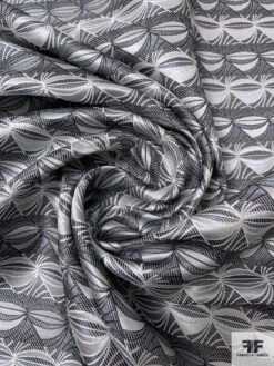 Tentacle Web Silk Necktie Jacquard Brocade - Black / Light Grey / White 11 Tentacle Web Silk Necktie Jacquard Brocade - Black / Light Grey / White -Fabrics And Fabrics Store 16096 2