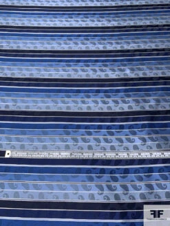 Paisley Striped Silk Necktie Jacquard Brocade - Shades Of Blue / White 14 Paisley Striped Silk Necktie Jacquard Brocade - Shades Of Blue / White -Fabrics And Fabrics Store 16101 4