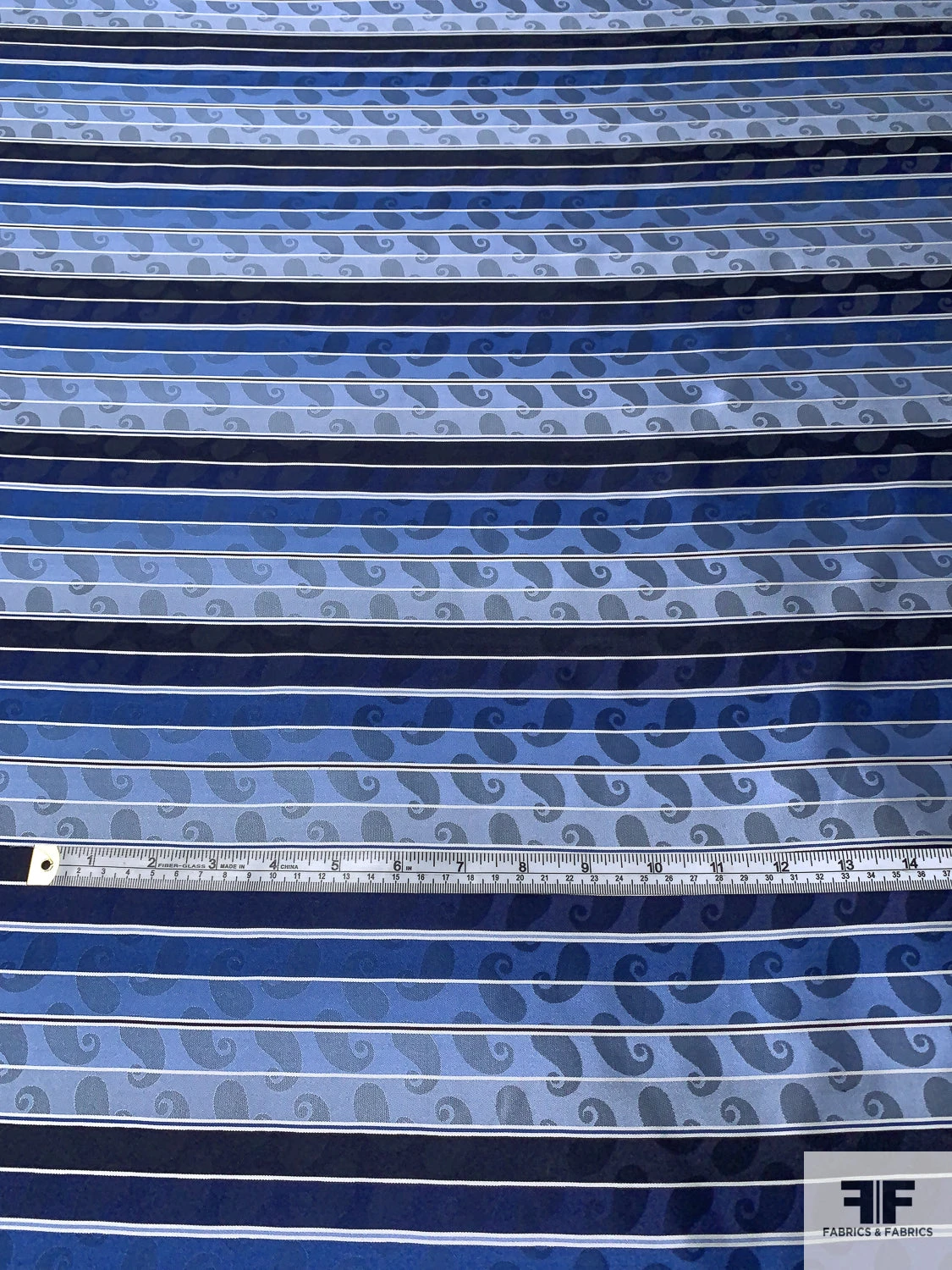 Paisley Striped Silk Necktie Jacquard Brocade - Shades Of Blue / White 7 Paisley Striped Silk Necktie Jacquard Brocade - Shades Of Blue / White - Image 5