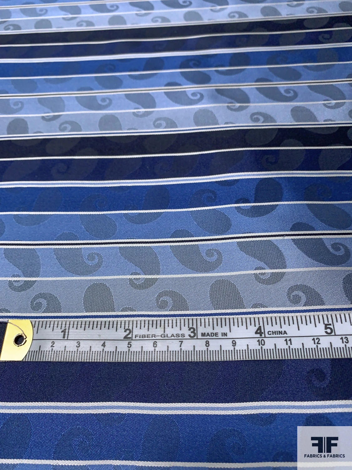 Paisley Striped Silk Necktie Jacquard Brocade - Shades Of Blue / White 4 Paisley Striped Silk Necktie Jacquard Brocade - Shades Of Blue / White - Image 2