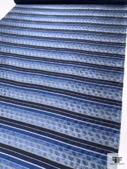 Paisley Striped Silk Necktie Jacquard Brocade - Shades Of Blue / White 15 Paisley Striped Silk Necktie Jacquard Brocade - Shades Of Blue / White -Fabrics And Fabrics Store 16101 6