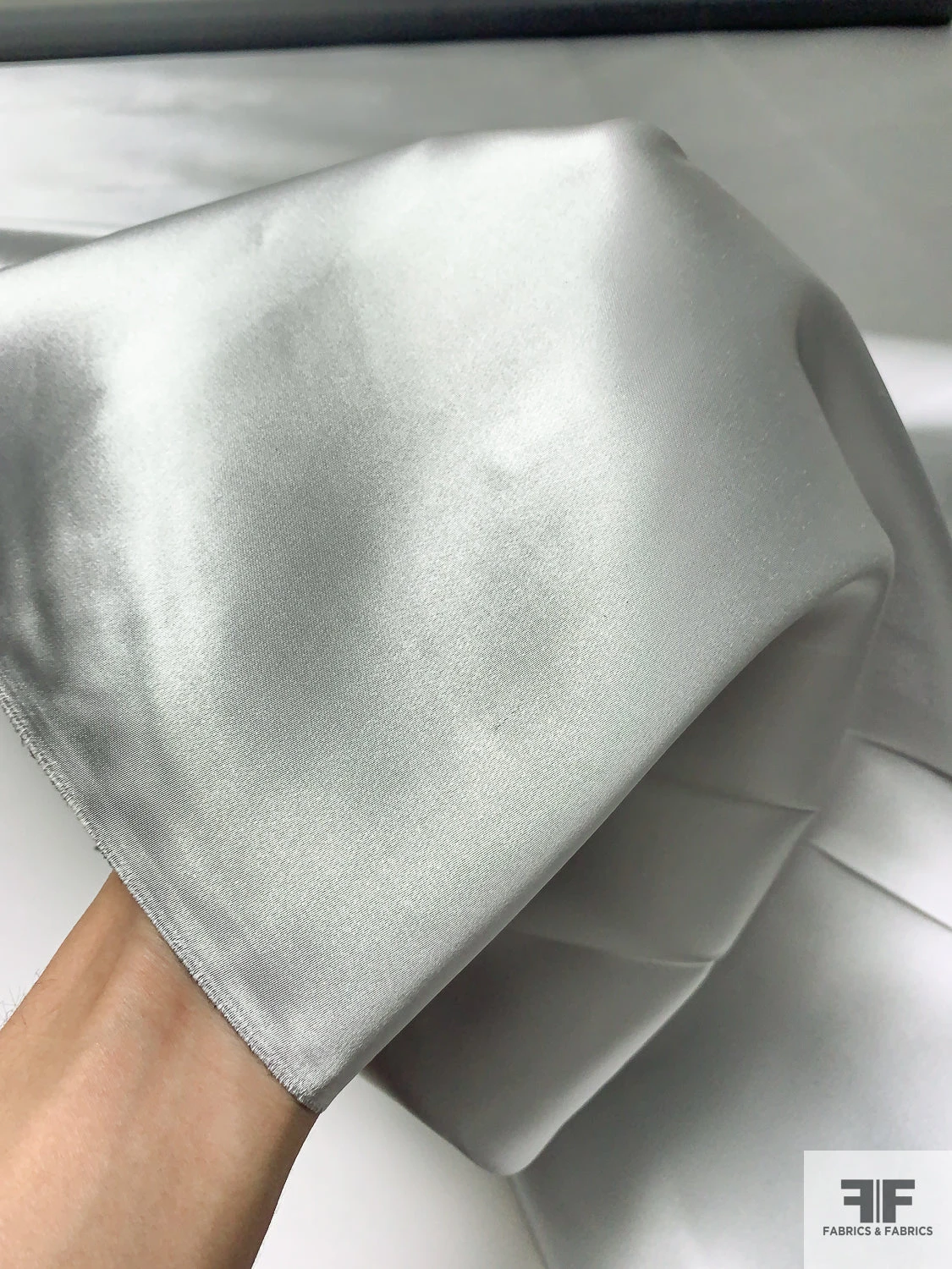 Solid Silk Necktie Satin - Light Grey 7 Solid Silk Necktie Satin - Light Grey - Image 5