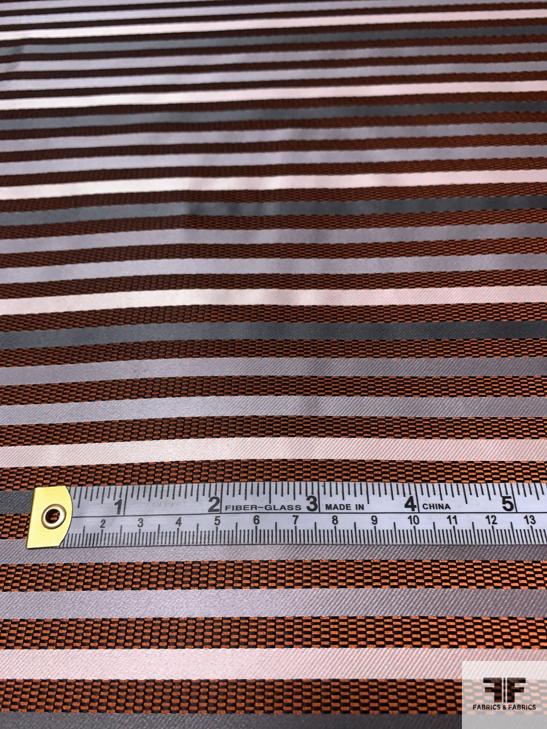 Horizontal Striped Silk Necktie Jacquard Brocade - Orange / Greys / Black / White 8 Horizontal Striped Silk Necktie Jacquard Brocade - Orange / Greys / Black / White - Image 6