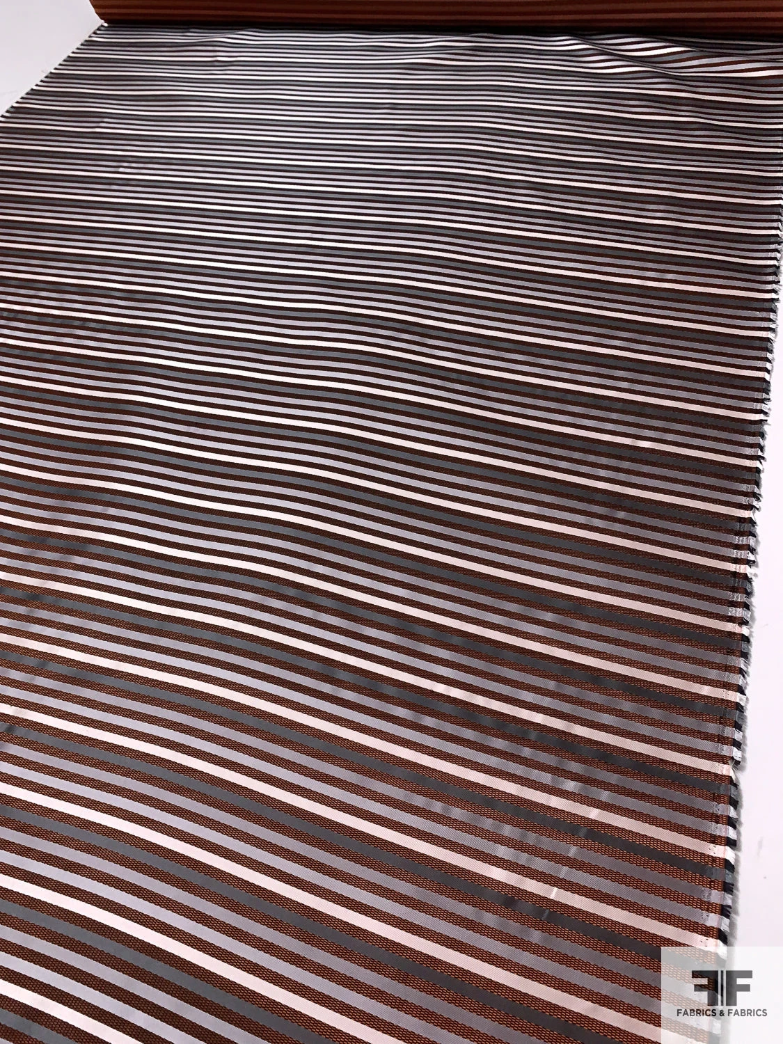 Horizontal Striped Silk Necktie Jacquard Brocade - Orange / Greys / Black / White 9 Horizontal Striped Silk Necktie Jacquard Brocade - Orange / Greys / Black / White - Image 7