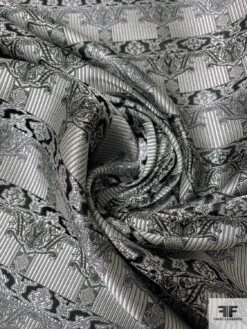 Historical Silk Necktie Jacquard Brocade - Grey / Black 14 Historical Silk Necktie Jacquard Brocade - Grey / Black -Fabrics And Fabrics Store 16115 2